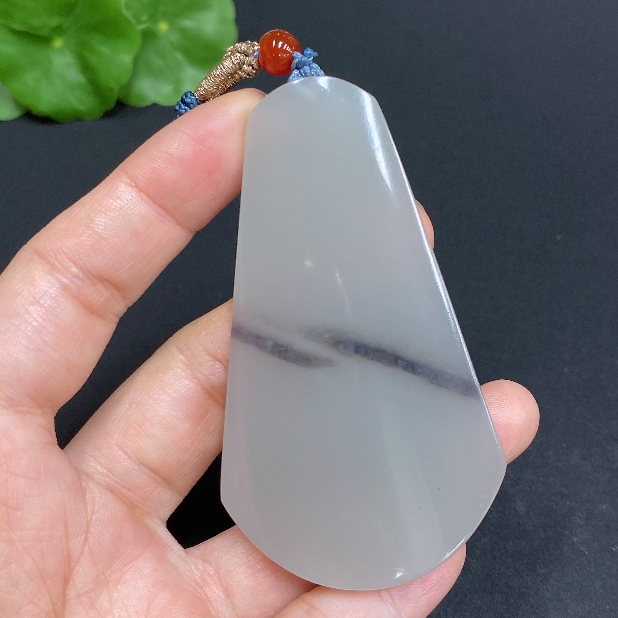 H33844521 Hetian Jade Pendant, Plain Pendant, Total Weight (including rope): 43.4g