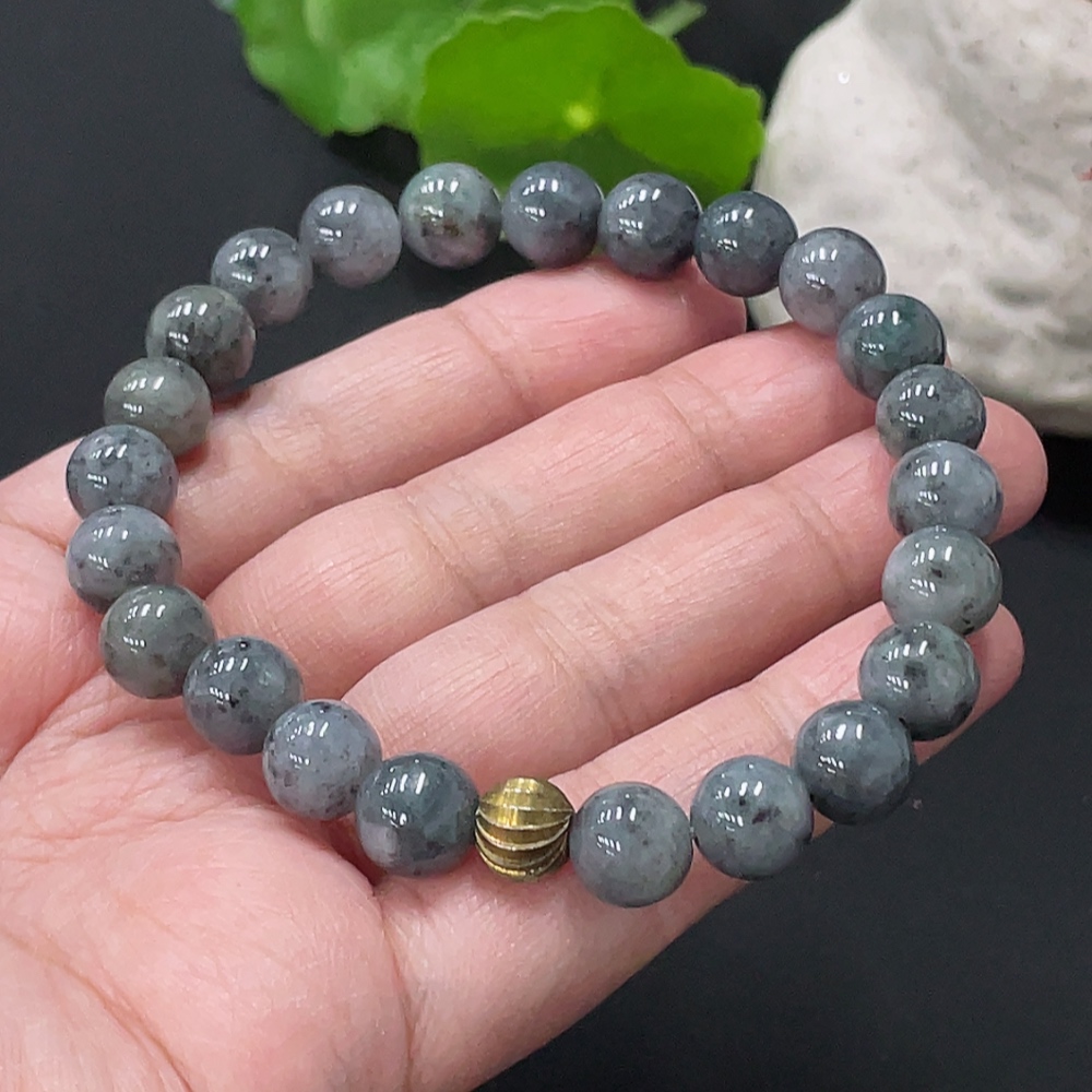 F34978300 Jadeite Bracelet with 8.7mm Beads, Total Weight Approx. 29.4g, Non-Gold Matching Beads