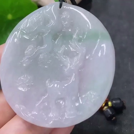 F34042902 Jadeite Pendant Plum Blossom Deer Total Weight Including Rope 25.78g