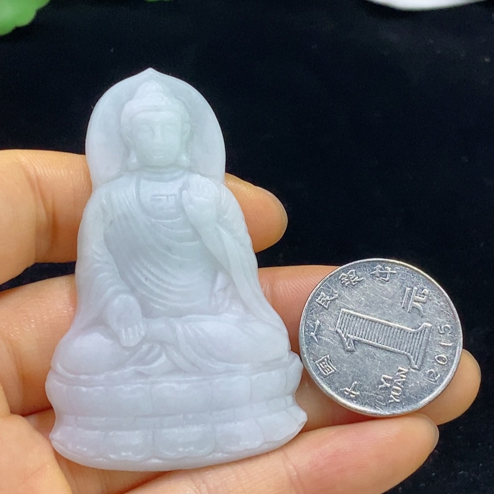 F35136764 Jadeite Rough Amitabha Buddha Pendant Total Weight Approx. 22.89g