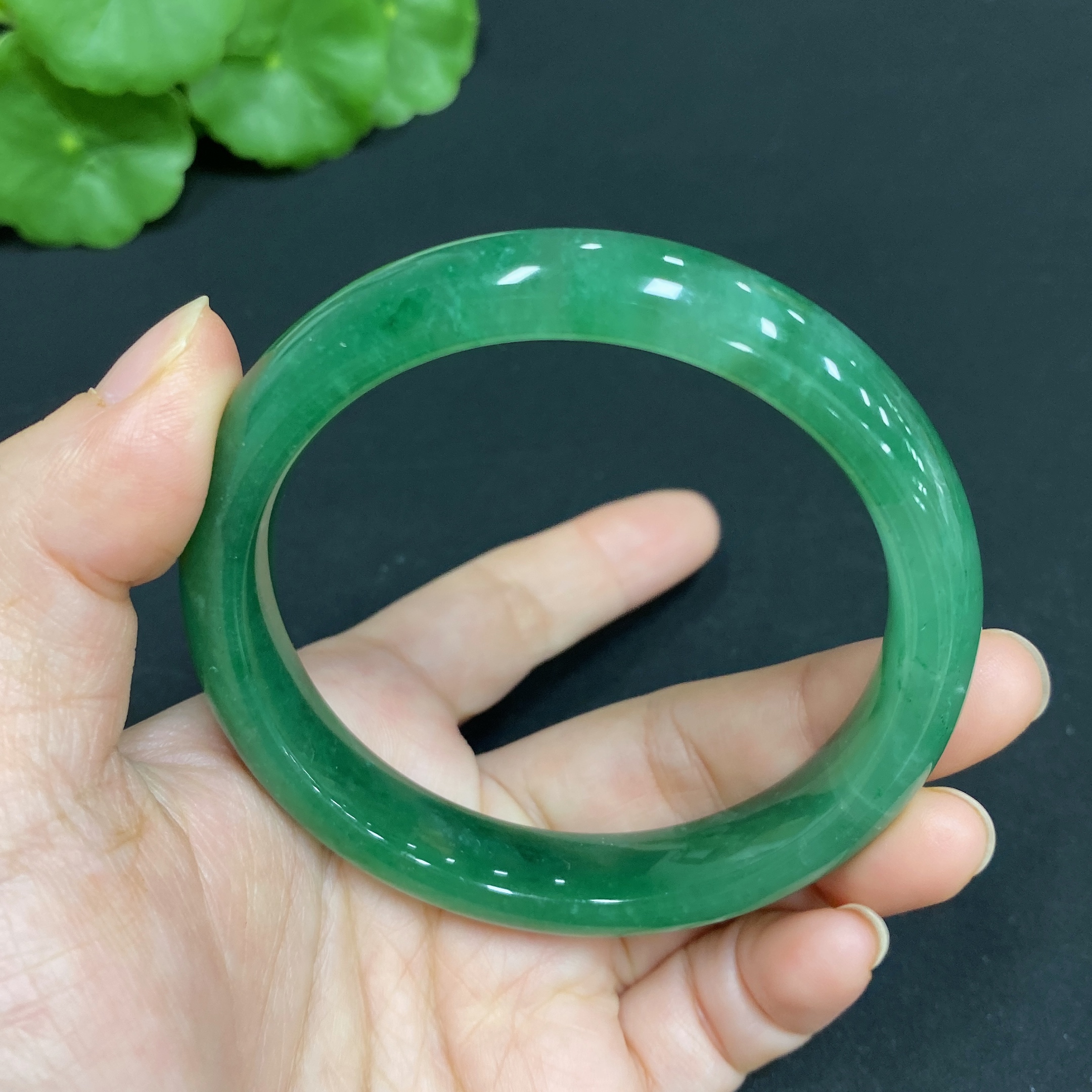 H34015252 African Emerald (Dulong Jade) Regular Circle Bracelet
