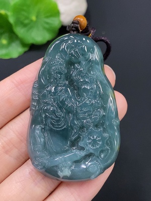 F28240911 Jadeite Manjushri Pendant (Total Weight with Cord Approx. 34.7g)