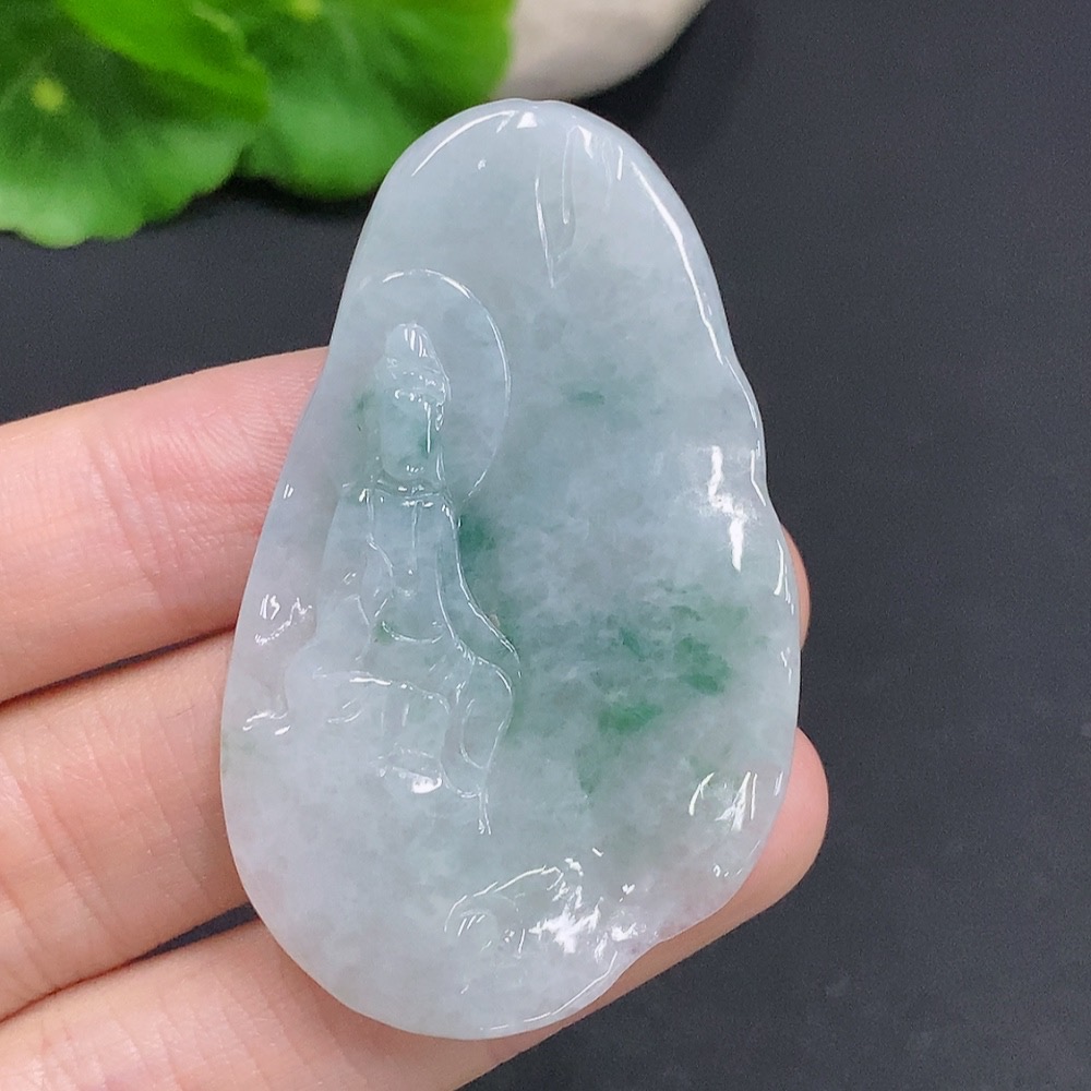 F31606012 JadeiteFormless Guanyin Pendant
