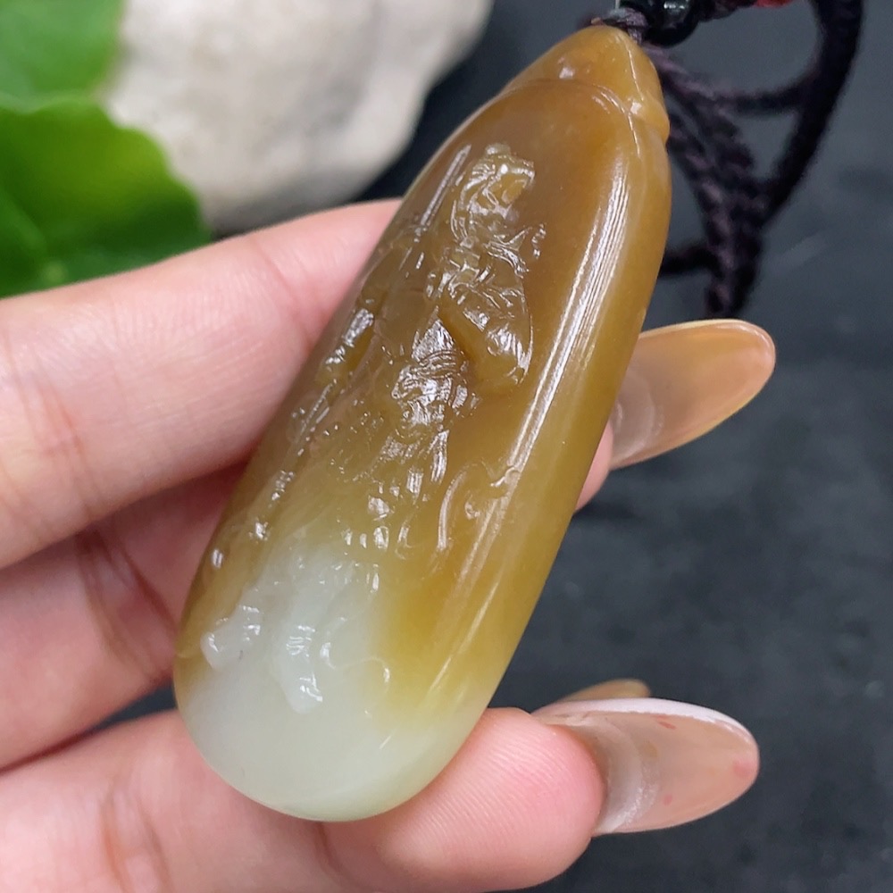 H32778166 Hetian Jade Pendant Guan Gong Total Weight Approx. (Including Rope) 36.1g