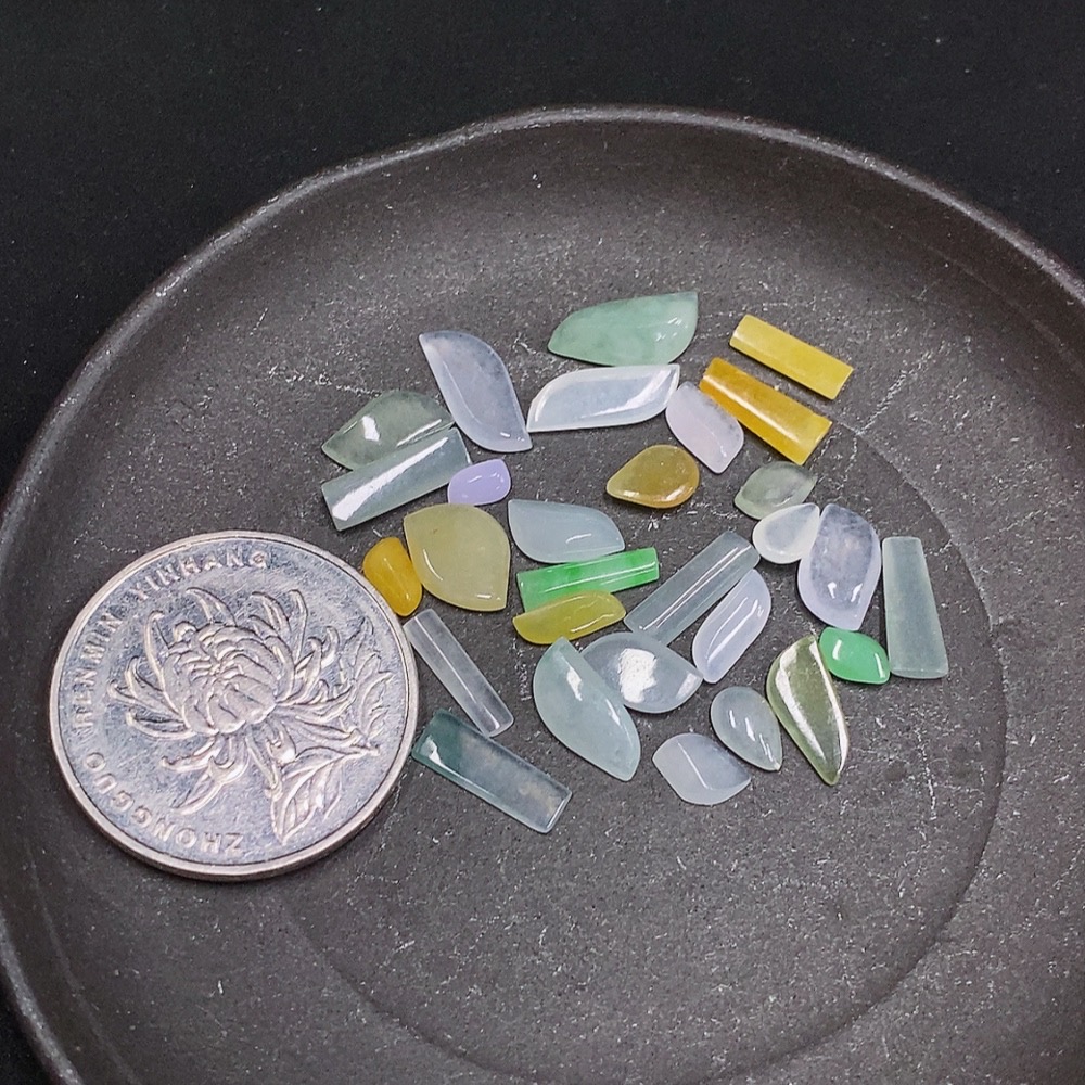 F32758211 Jadeite Inlaid Pieces Wholesale Lot (Color Origin Undetermined)