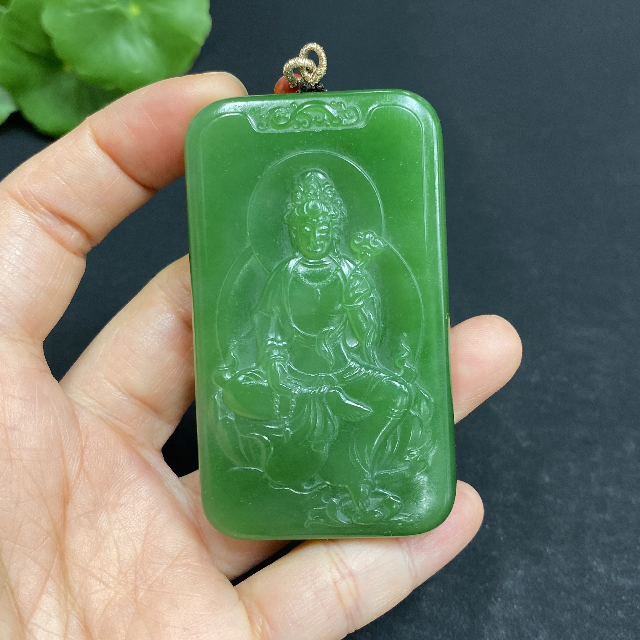 H30468177 Hetian Jade Pendant Guanyin Total Weight (including rope) 73.9g