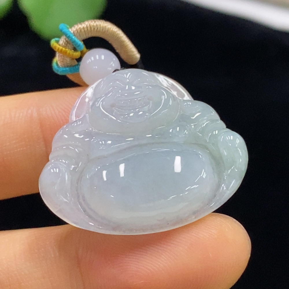 F34025205 Jadeite Buddha Pendant Total Weight Approx. 8.25g (Including Rope Weight) With Non-Grade A Beads