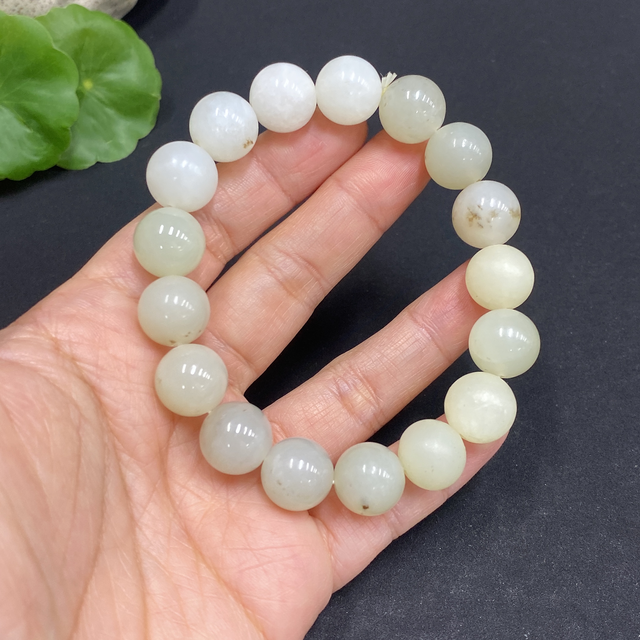 H32795849 Hetian Jade Bracelet, approx. 11.8mm, total weight approx. 45.1g, containing other mineral components
