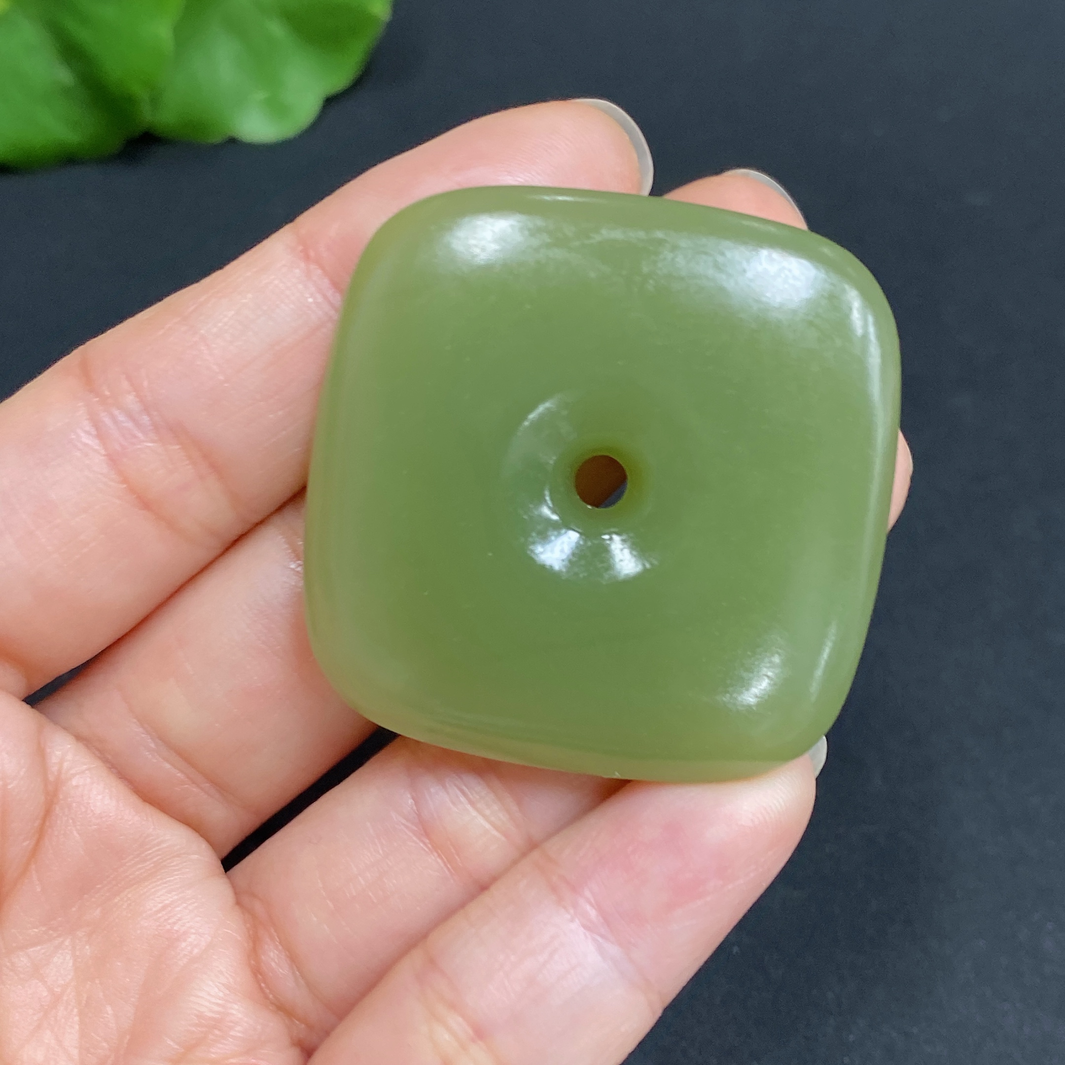 H31602500 Hetian Jade Pendant Square Buckle Total Weight Approx.25.1g
