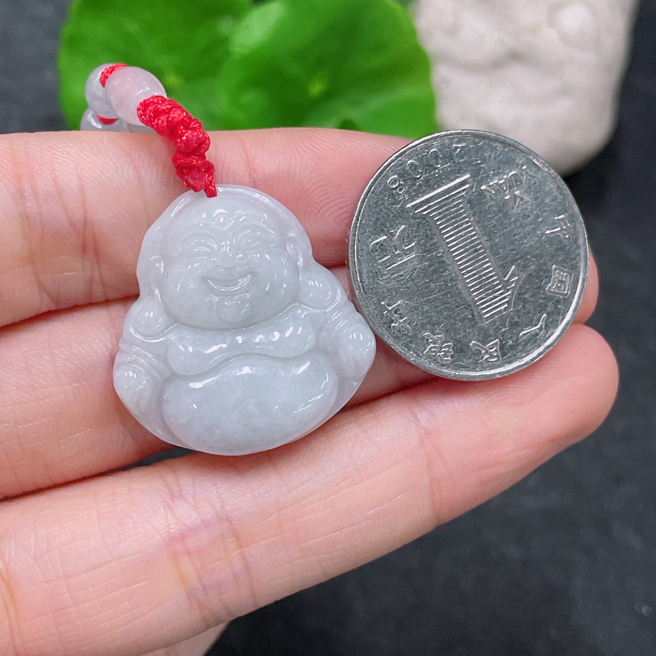 F32811434 JadeitePendant Buddha with Beads (Non-Grade A) Including Cord Total Weight Approx. 11.27g