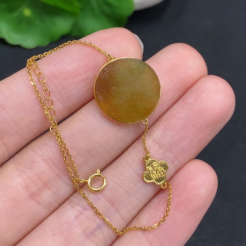 F33831634 Jadeite Plain Pendant Bracelet 18k Gold Total Weight Approx. 2.1g