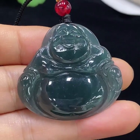 F33929303 Jadeite Buddha Pendant Total Weight Approx. 13.36g (Incl. Rope Weight)