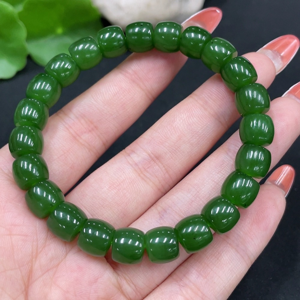 H35112427 Hetian Jade Bracelet, approx. 8.7mm beads, total weight approx. 26.9g