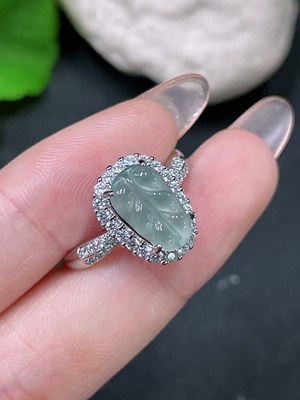 F34019983 Jadeite Inlaid Piece Non-Gold Adjustable Total Weight Approx. 3.28g