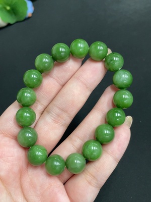 H31677143 Hetian Jade Bracelet Approx. 11.3mm Beads Total Weight About 43.2g