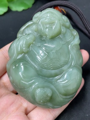 H46574480 和田玉手把件  财神     货品总重约（含绳）168.7g