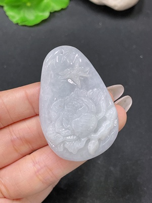 F35138069 Jadeite Pendant Flower Blossom and Wealth Total Weight Approx. 36.6g