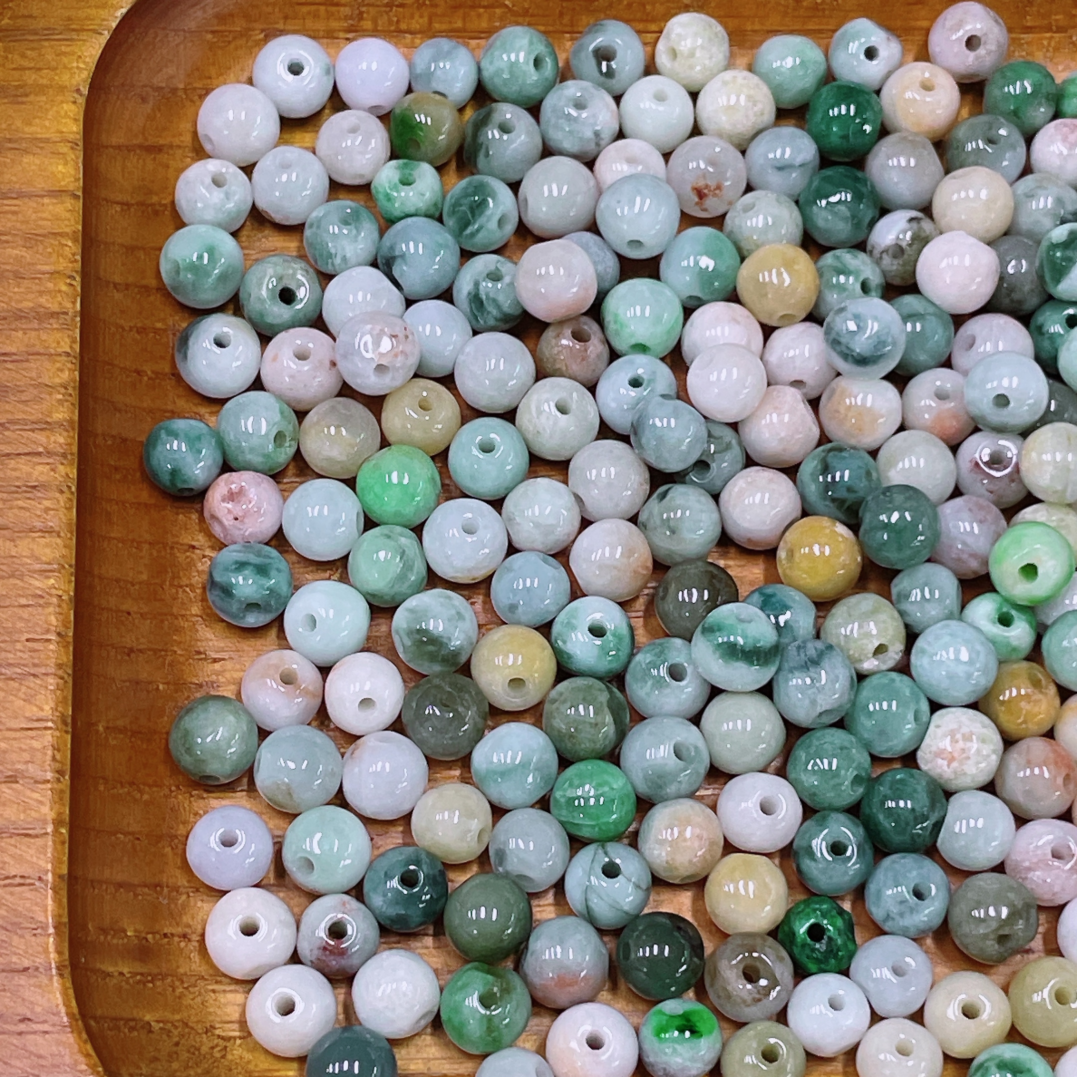 F34958290 Jadeite Beads Sell as a Lot, Total Weight with Bag Approx. 56.3g (Yellow Color Origin Undetermined)