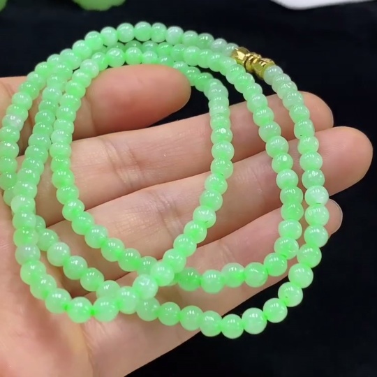 F33928902 Jadeite Bead Necklace, Approx. 4.2mm, Total Weight Approx. 19.14g, Non-Gold