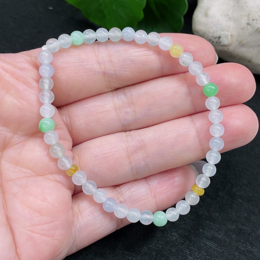 F32735632 Jadeite Bracelet Approx. 4.5mm Beads Total Weight 6.03g Color Origin Undetermined
