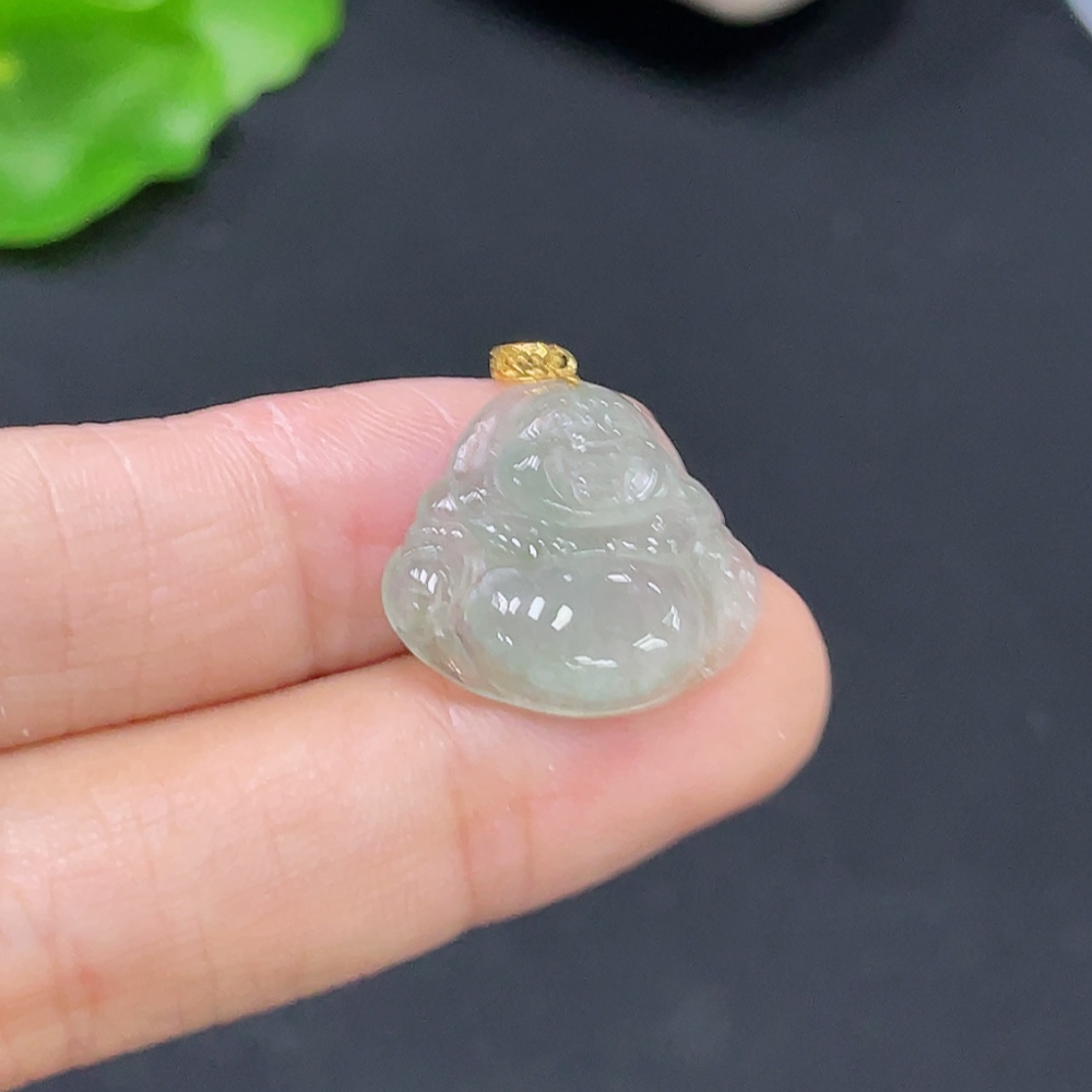 F31651756 Jadeite Pendant Buddha Bezel 18k Total Weight Approx. 1.92g