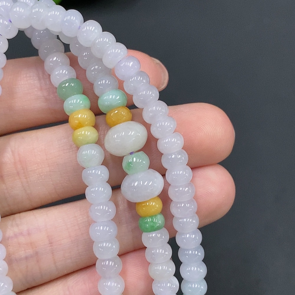 F20211611 Jadeite Bead Necklace Color Origin Undetermined Approx. 5.8mm Total Weight 43.480g