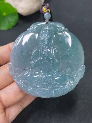 F35117681 Jadeite Pendant Buddha Amulet Total Weight Approx. 31.38g Including Rope