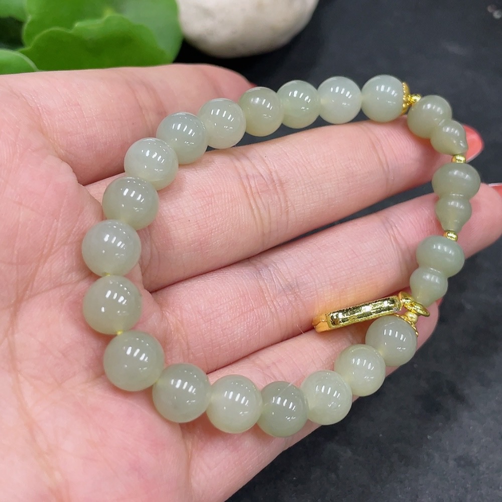 H34015933 Hetian Jade Bracelet, Approx. 7.8 mm, Total Weight Approx. 18.5g, Non-Gold