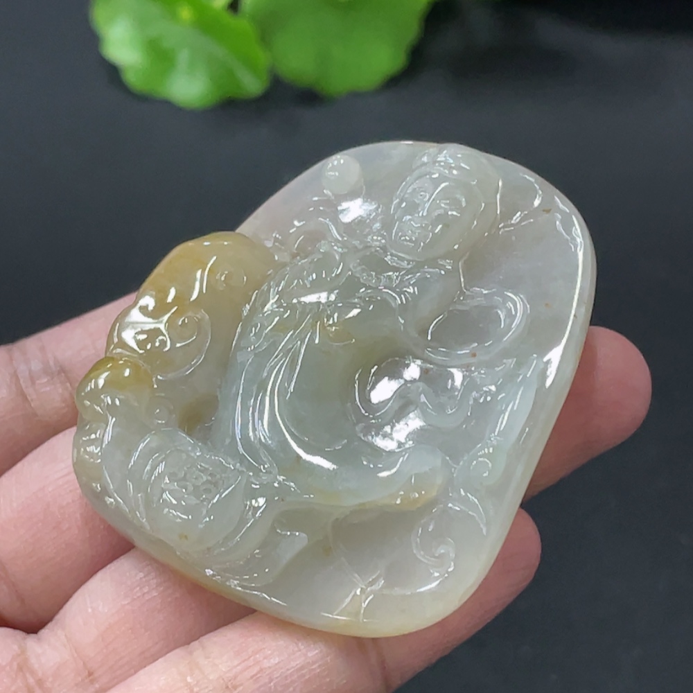 F35109714 Jadeite Guanyin Pendant, Total Weight Approximately 47.19g