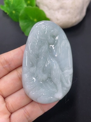 F46551800 翡翠挂件虎牌 货品总约重57g
