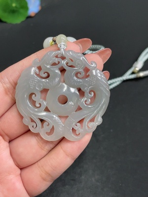 H34005660 Hetian Jade Pendant, Antique-style Piece, Total Weight Approx. [with cord] 27.9g, Beads Not Hetian Jade
