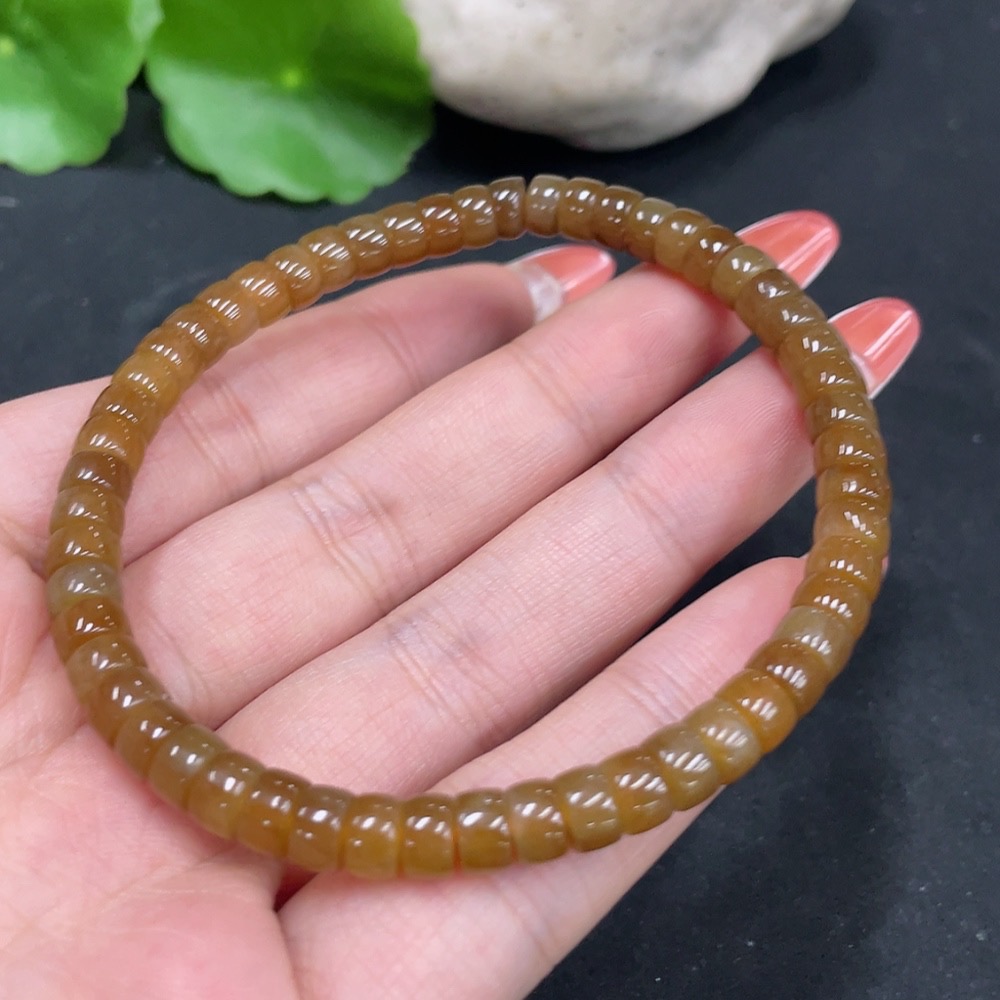 H35084222 Hetian Jade Bracelet Approx. 5.7mm Beads Total Weight Approx. 14.3g