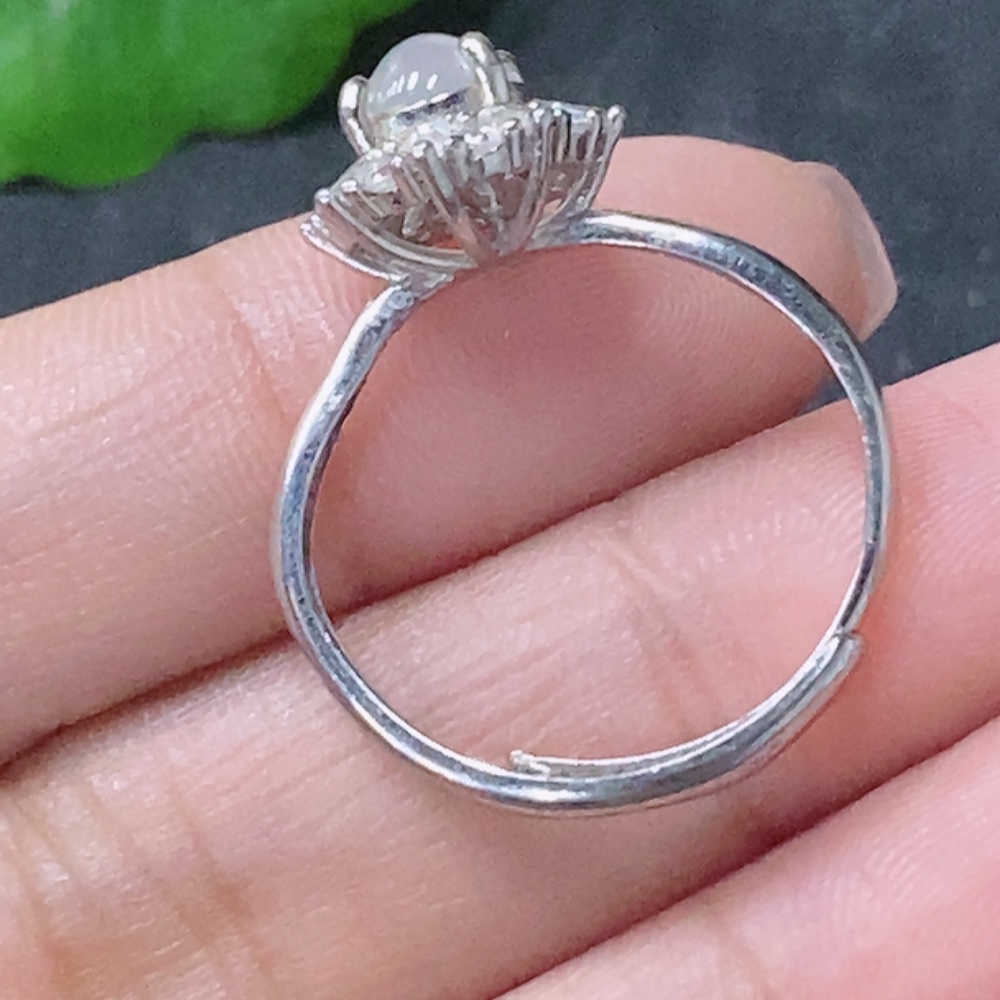 F34998545 Jadeite Inlaid Ring Non-Gold Adjustable Total Weight Approx. 2.04g