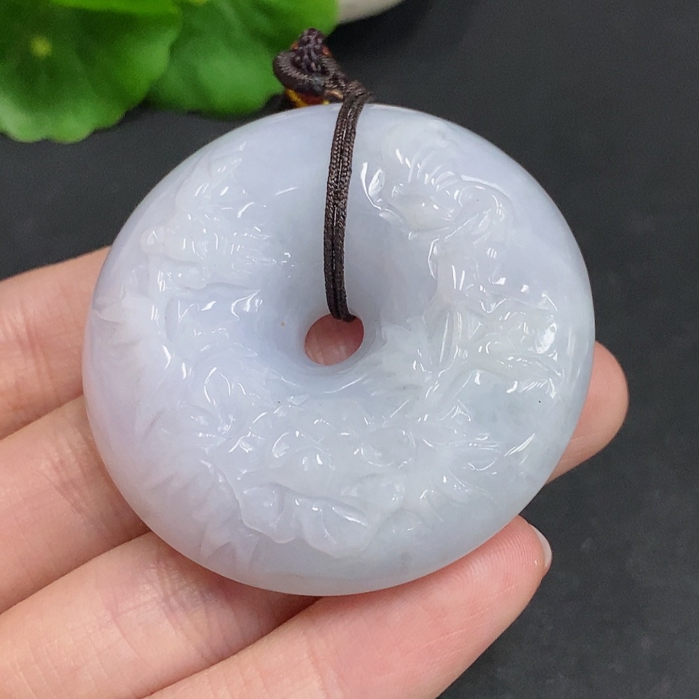 F33933663 Jadeite Safety Pendant Total Weight Approx. 72.5g (Including Rope Weight)