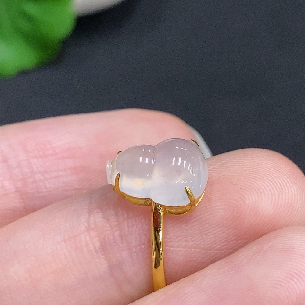 F33942004 Jadeite Gourd Inlay Ring 18k Gold Total Weight Approx.1.6g Size 12