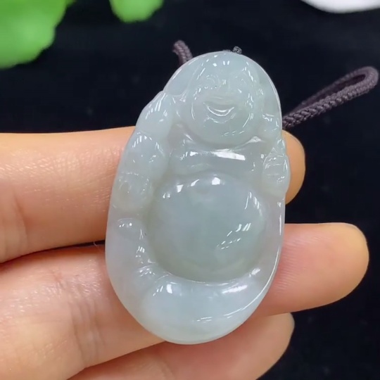 F35136131 Jadeite Buddha Pendant Total Weight Approx. 11.68g (Including Rope Weight)