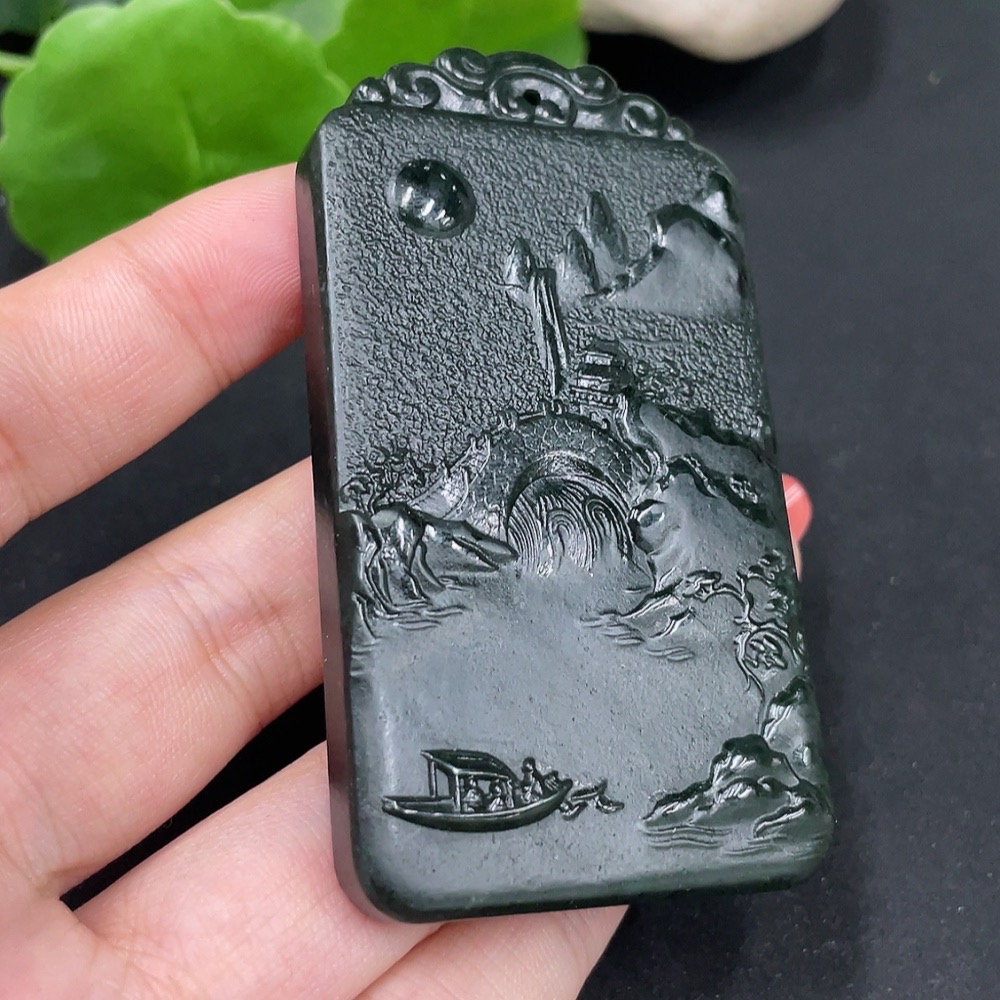 H34026040 Hetian Jade Pendant - Landscape Plaque, Total Weight Approx. 59.1g