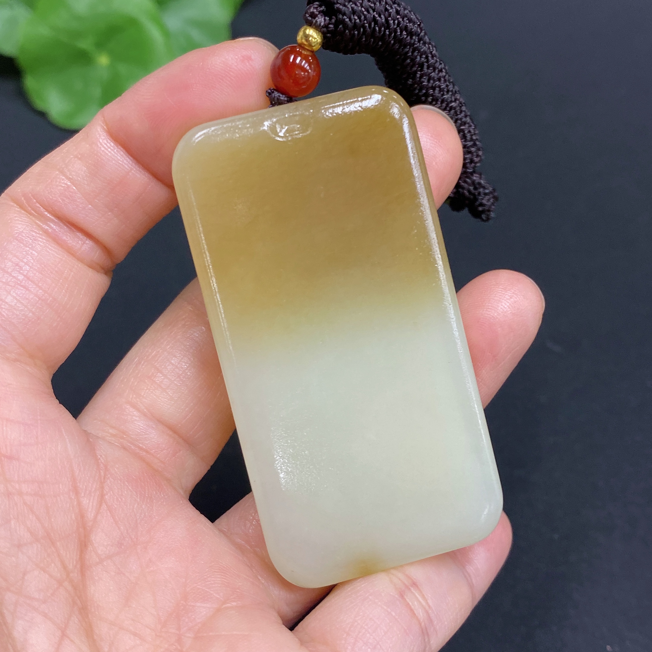 H32771144 Hetian Jade Pendant, Antique-style Plaque, Total Weight (including rope): 43.6g