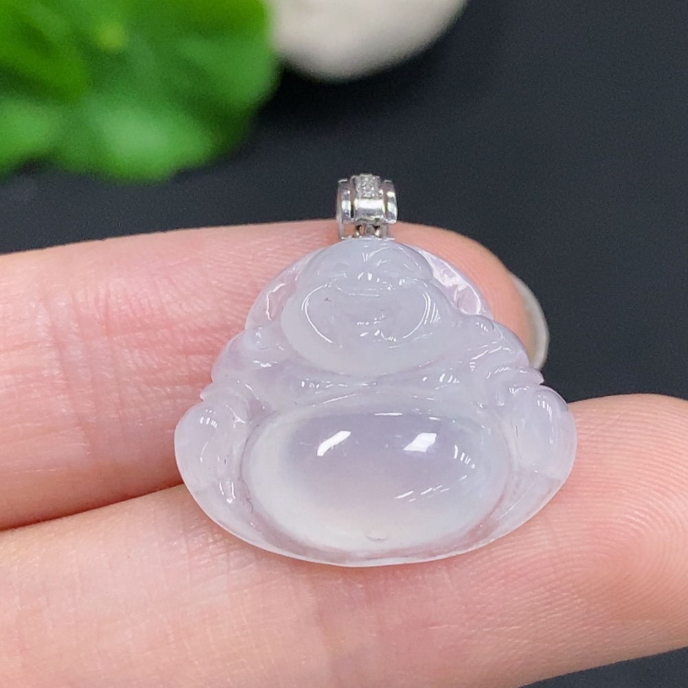 F31645910 Jadeite Buddha Pendant with 18k Gold Clasp, Total Weight Approximately 3g