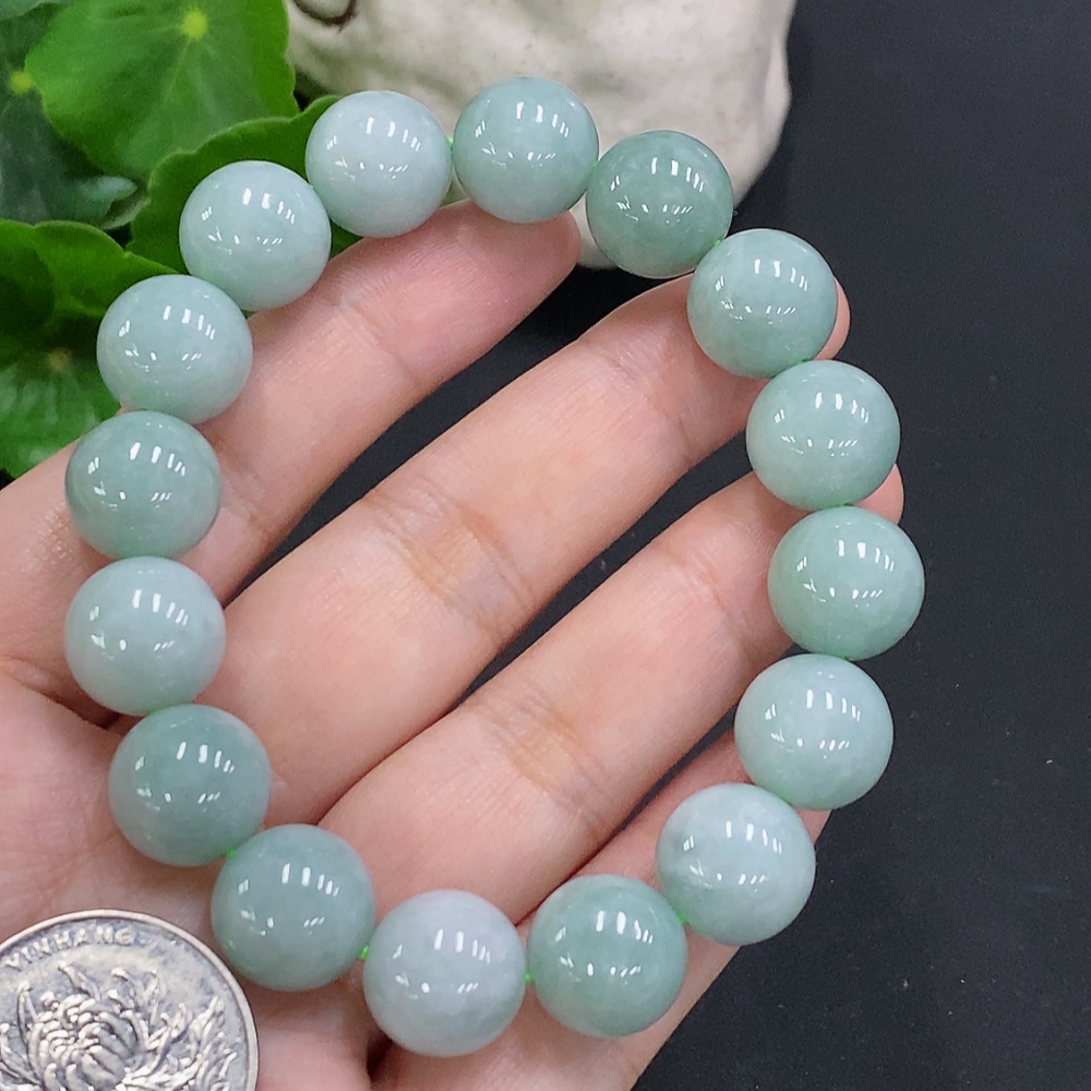 F34050232 Jadeite Bead Necklace Approximately 12.6mm Total Weight About 59.9g