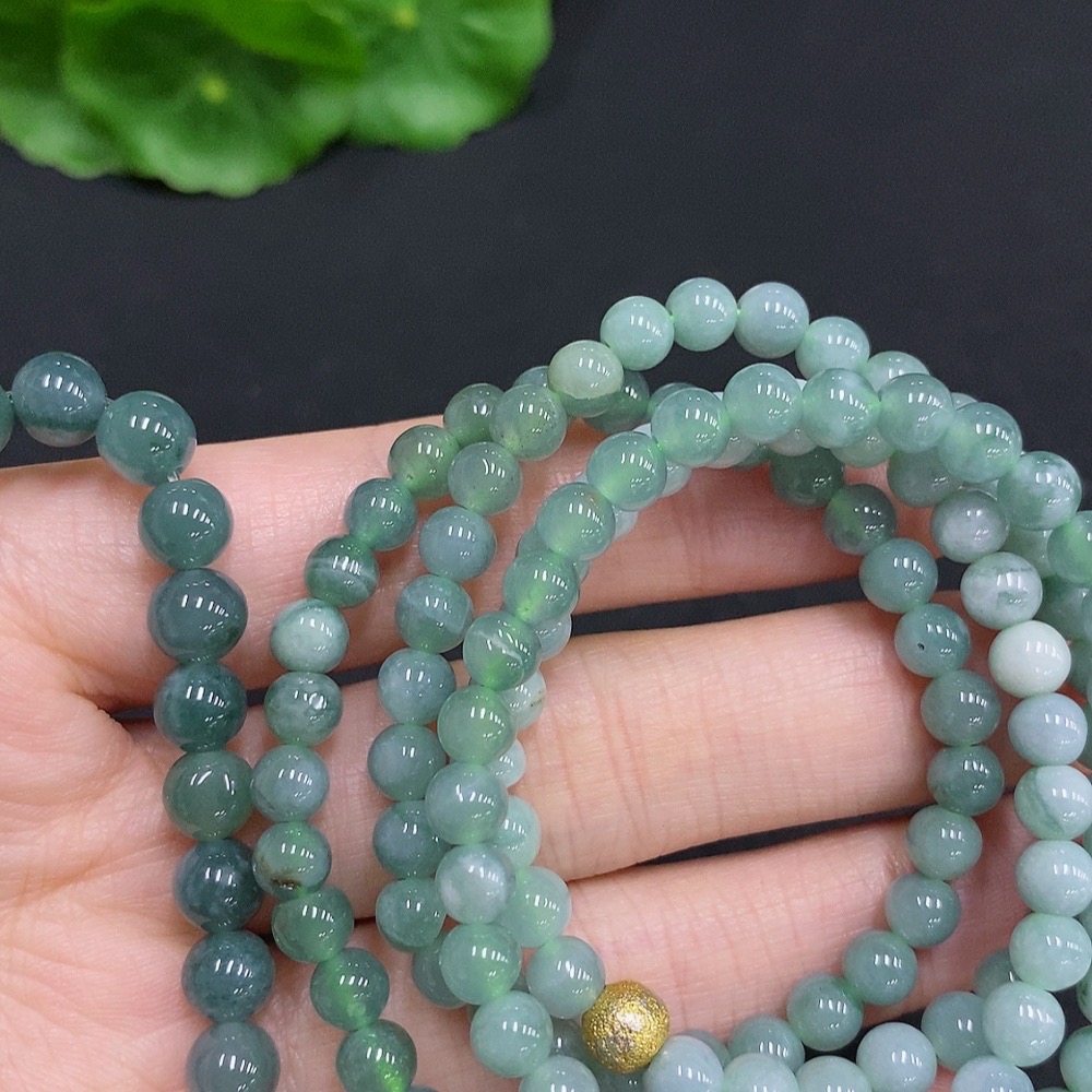 F32807075 Jadeite Bead Necklace + Bracelet Sell as a Lot Non-Gold Inlaid