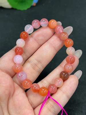 H41923348 盐源玛瑙手串 卡8.5mm左右 仅红色 货品总重约19.8g
