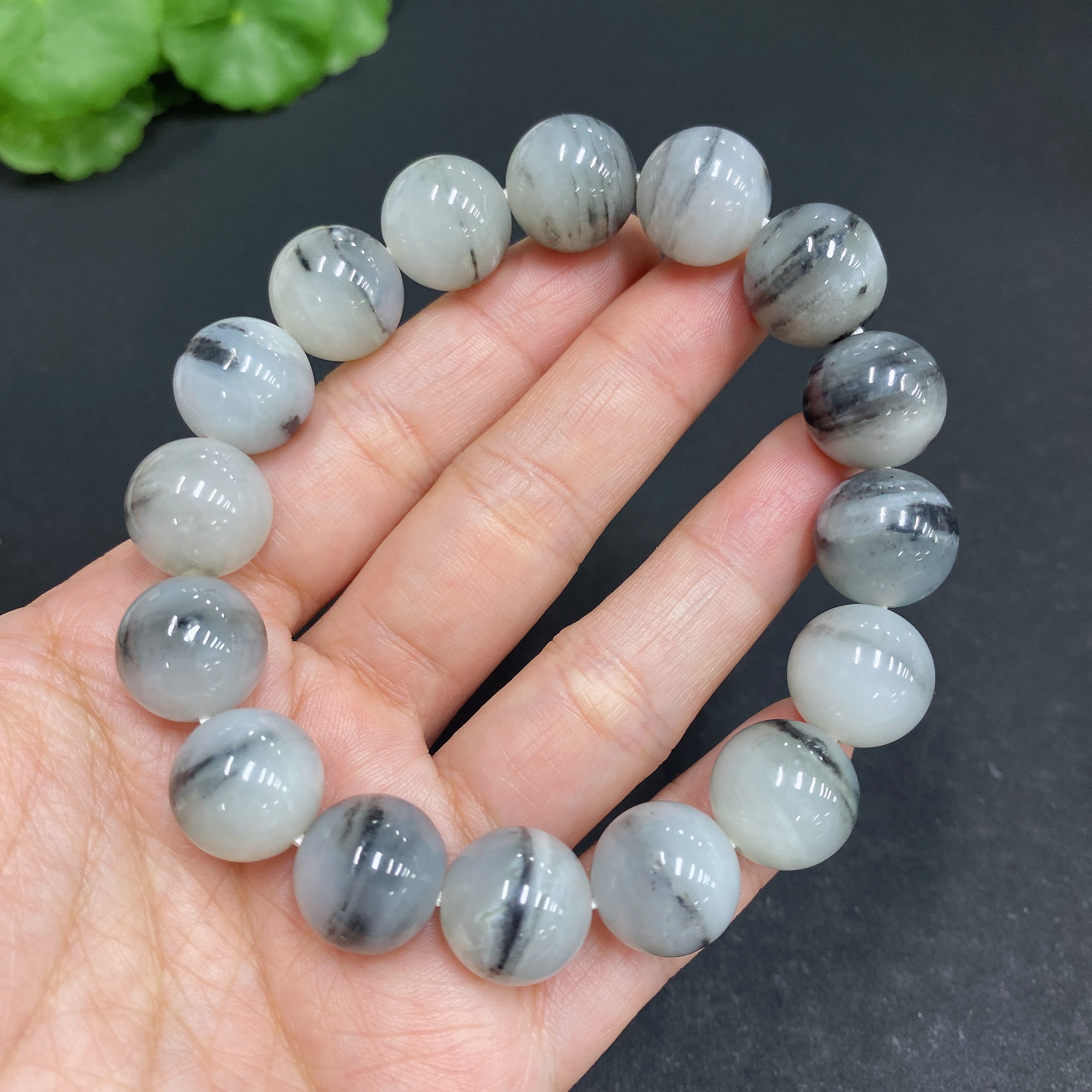 H33902822 Hetian Jade Bracelet, Approx. 13mm, Total Weight About 56.9g, Contains Other Mineral Components