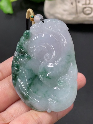 F33935155 Jadeite Ruyi Pendant with Non-A Grade Beads, Total Weight Approximately 34.2g