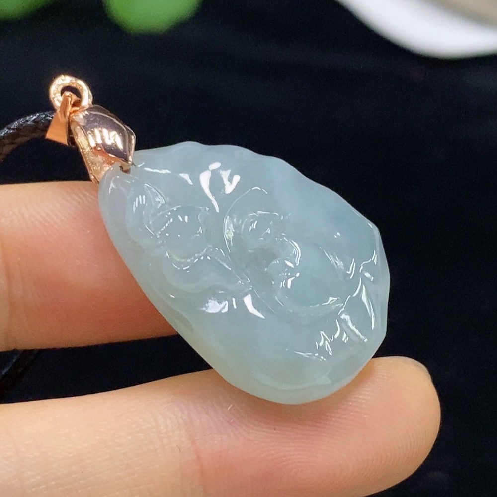 F33862261 Jadeite Enlightenment Pendant Non-Gold Total Weight Approx. 9.24g (Including Rope Weight)