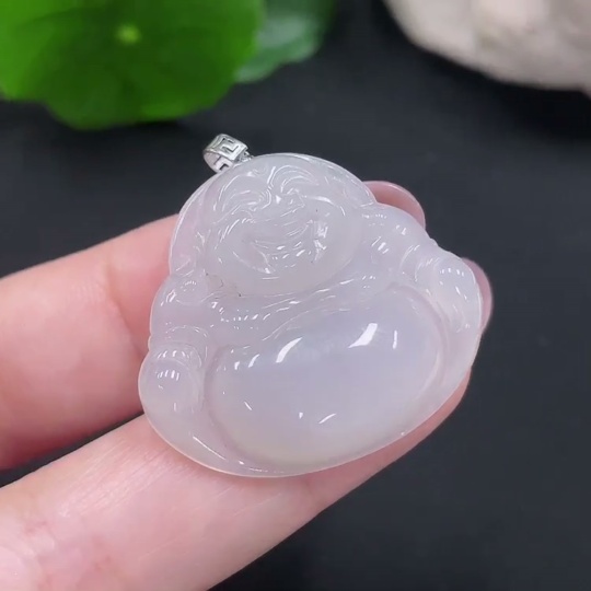 F28225757 Jadeite Buddha Pendant with 18K Gold Clasp, Total Weight Approximately 6.7g