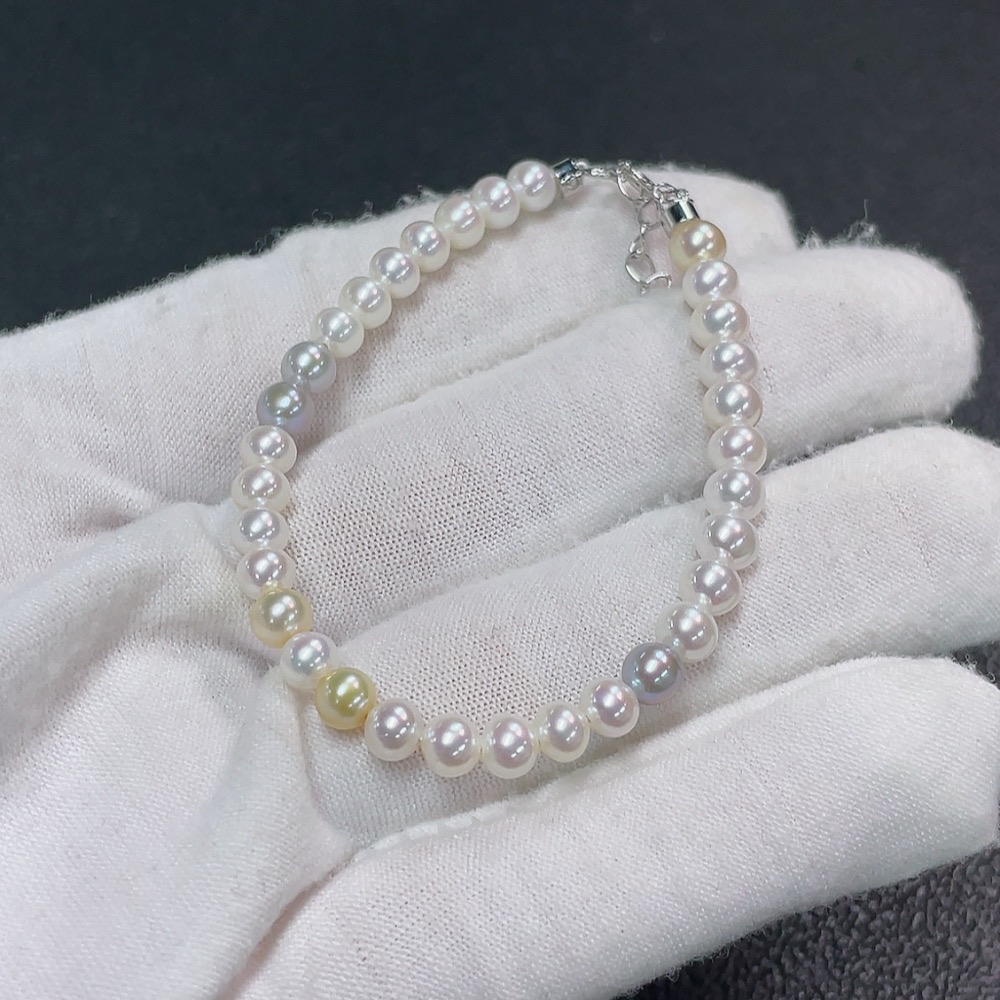 C32817295 Pearl Bracelet Non-Gold Color Origin Undetermined Total Weight Approx. 4.91g Size About 4.8mm