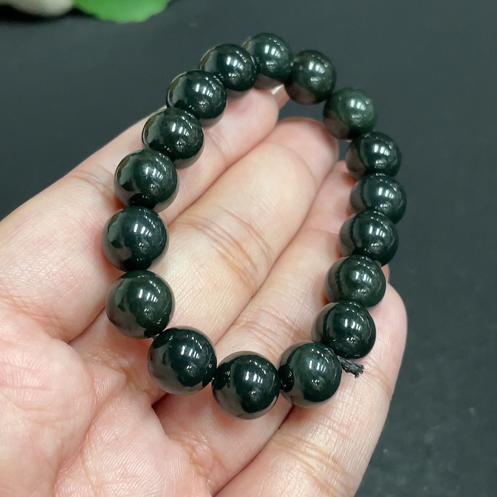 H34010468 Hetian Jade Bracelet, Approx. 10mm Beads, Total Weight About 27.3g