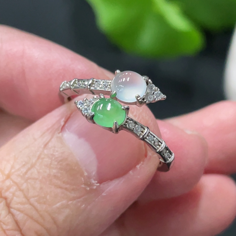 F35146855 Jadeite Cabochon Ring Non-Gold Setting Adjustable Size Total Weight Approx. 1.85g