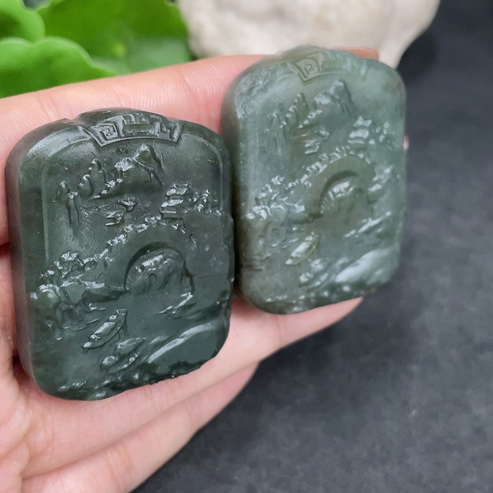 H32797438 Hetian Jade Pendant Landscape Plaque Total Weight Approx. 65.1g